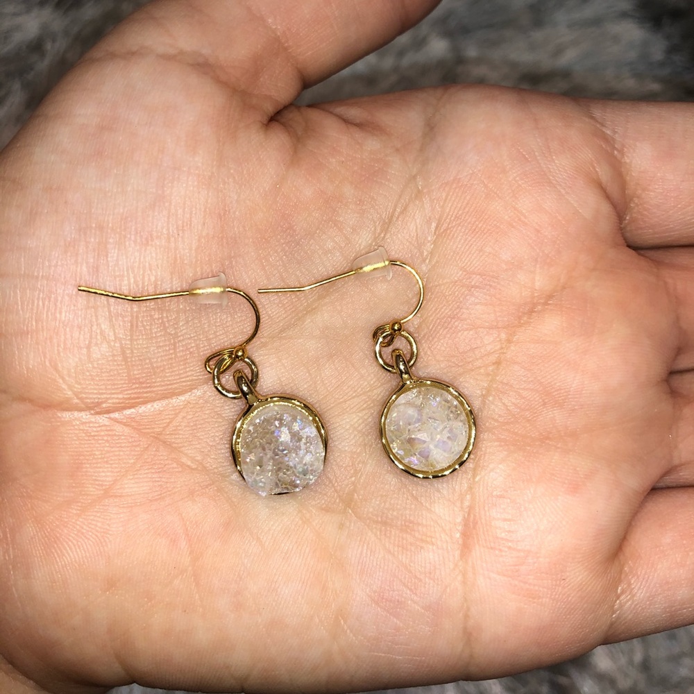 White stone earrings